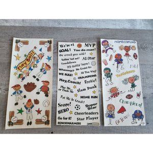 Jumbo Sticker Sheet - MAMBI Sports Football Baseball Scrapbooking NEW Retired 39